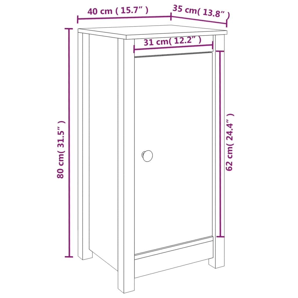 vidaXL Skjenker 2 stk grå 39x35x80 cm heltre furu