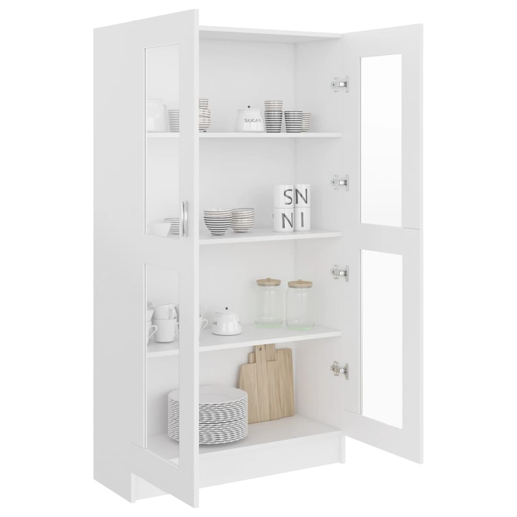 vidaXL Vitrine hvit 82,5x30,5x150 cm konstruert tre