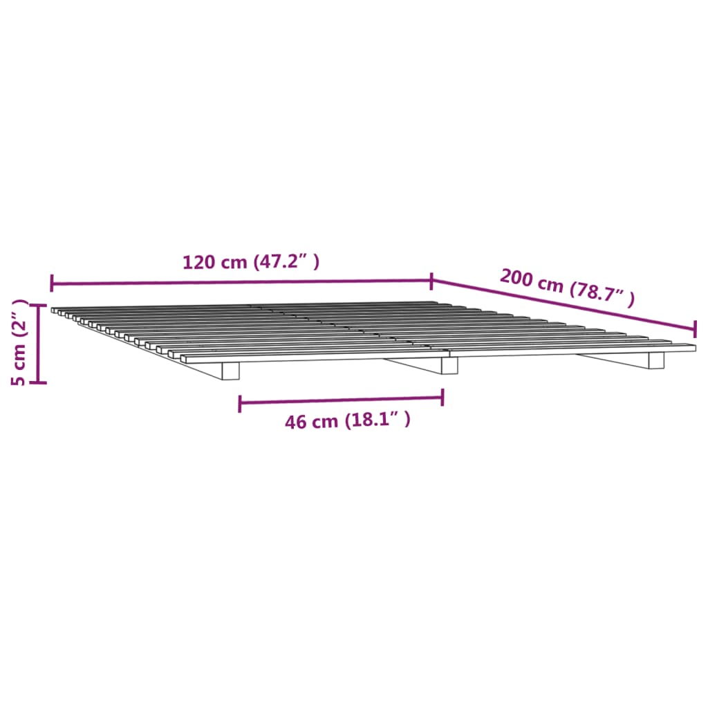 vidaXL Sengeramme honningbrun 120x200 cm heltre furu