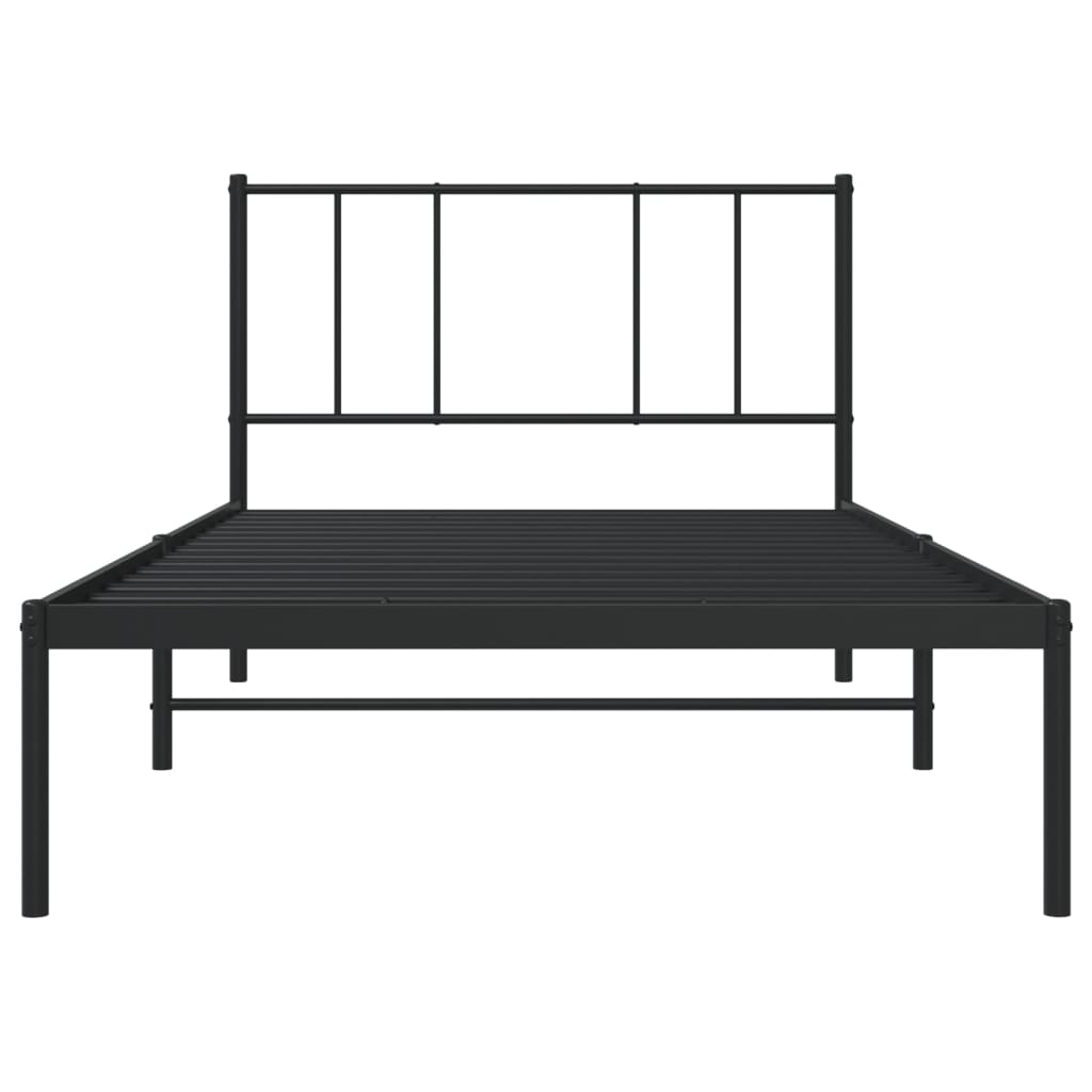 vidaXL Sengeramme i metall med hodegavl svart 107x203 cm