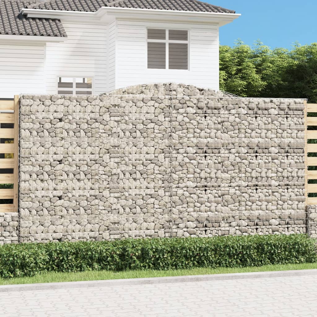 vidaXL Gabionkurver buede 15 stk 400x50x220/240 cm galvanisert jern