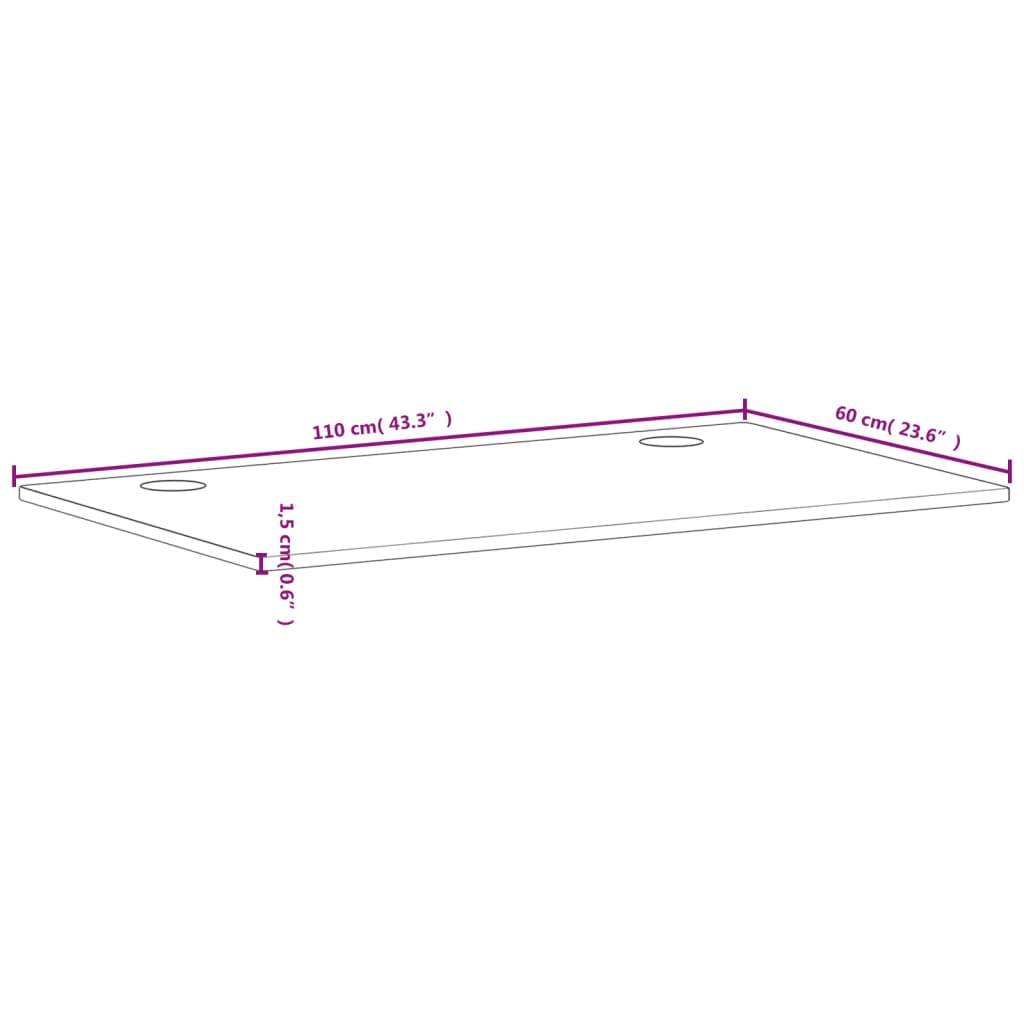 vidaXL Bordplate 110x60x1,5 cm heltre bøk