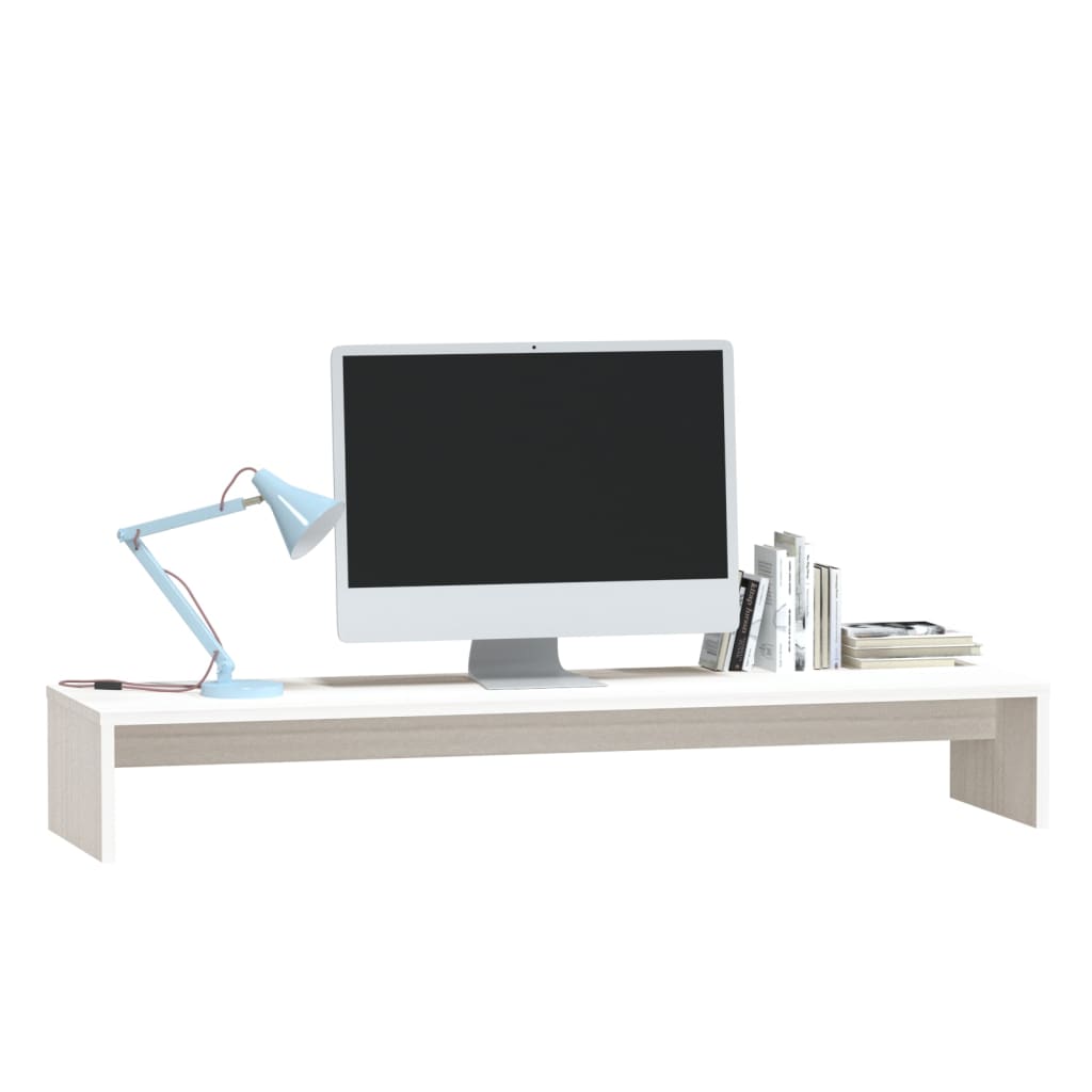 vidaXL Monitorstativ hvit 100x27x15 cm heltre furu