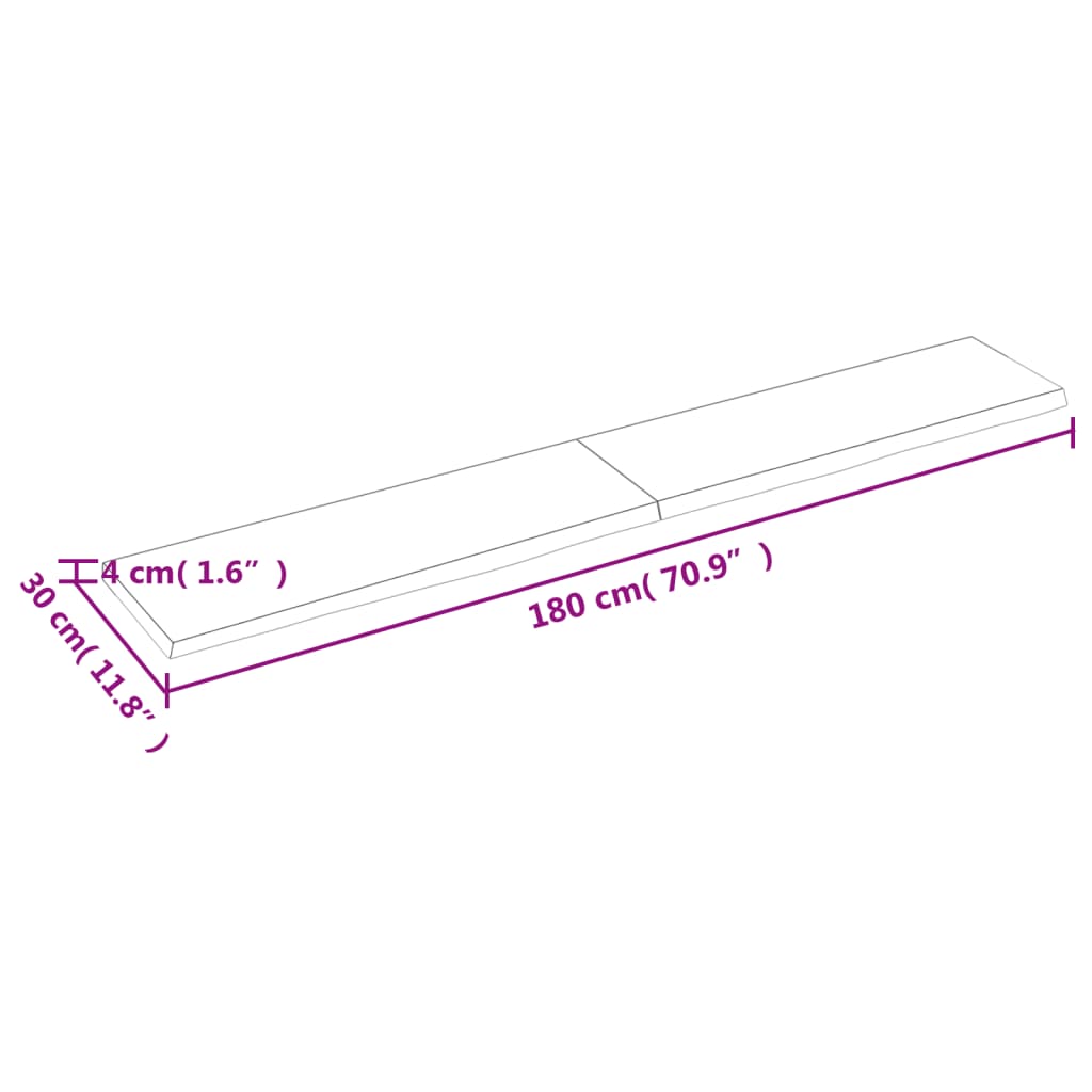 vidaXL Benkeplate til bad mørkebrun 180x30x(2-4) cm behandlet heltre