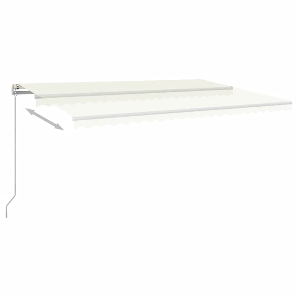 vidaXL Manuell uttrekkbar markise med LED 500x350 cm kremhvit