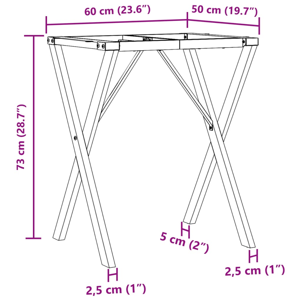 vidaXL Ben for spisebord X-ramme 60x50x73 cm støpejern