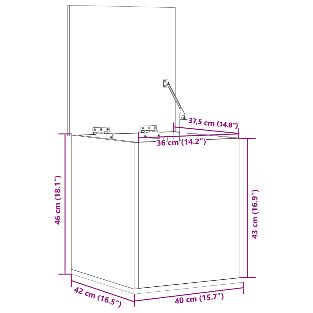 vidaXL Oppbevaringsboks betonggrå 40x42x46 cm konstruert tre