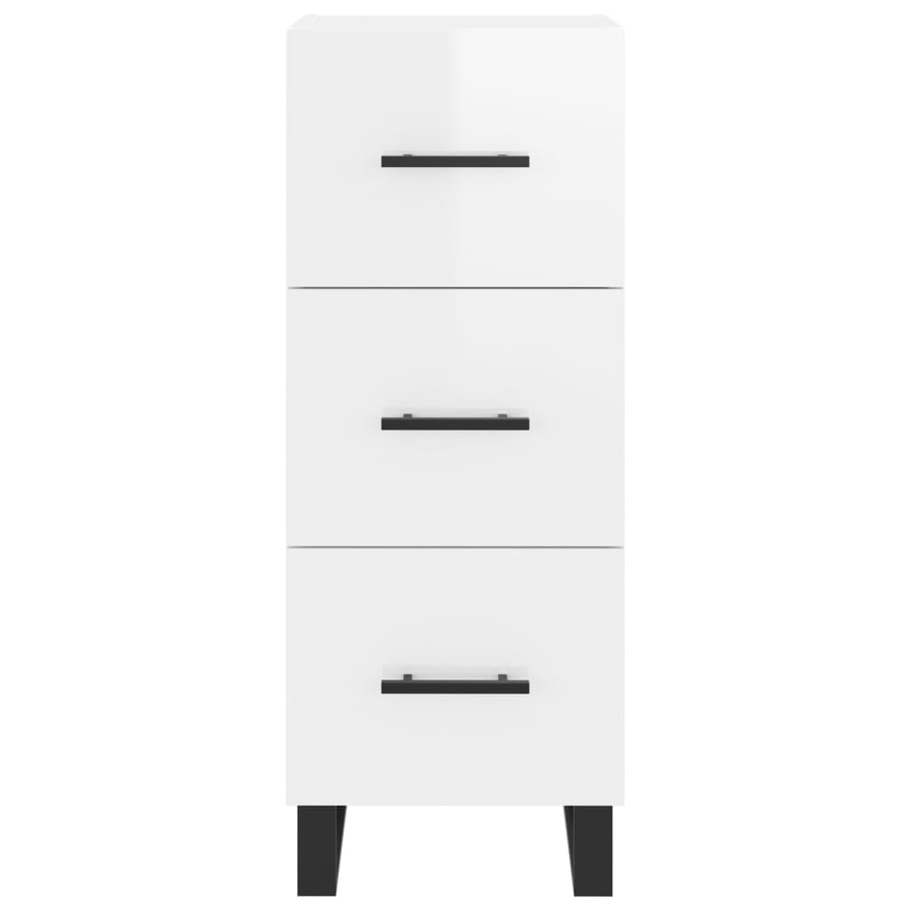 vidaXL Highboard høyglans hvit 34,5x34x180 cm konstruert tre