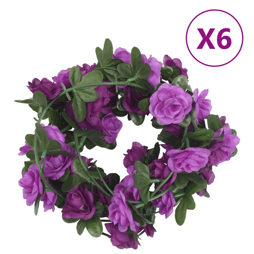 vidaXL Blomsterkranser for jul 6 stk lyselilla 240 cm