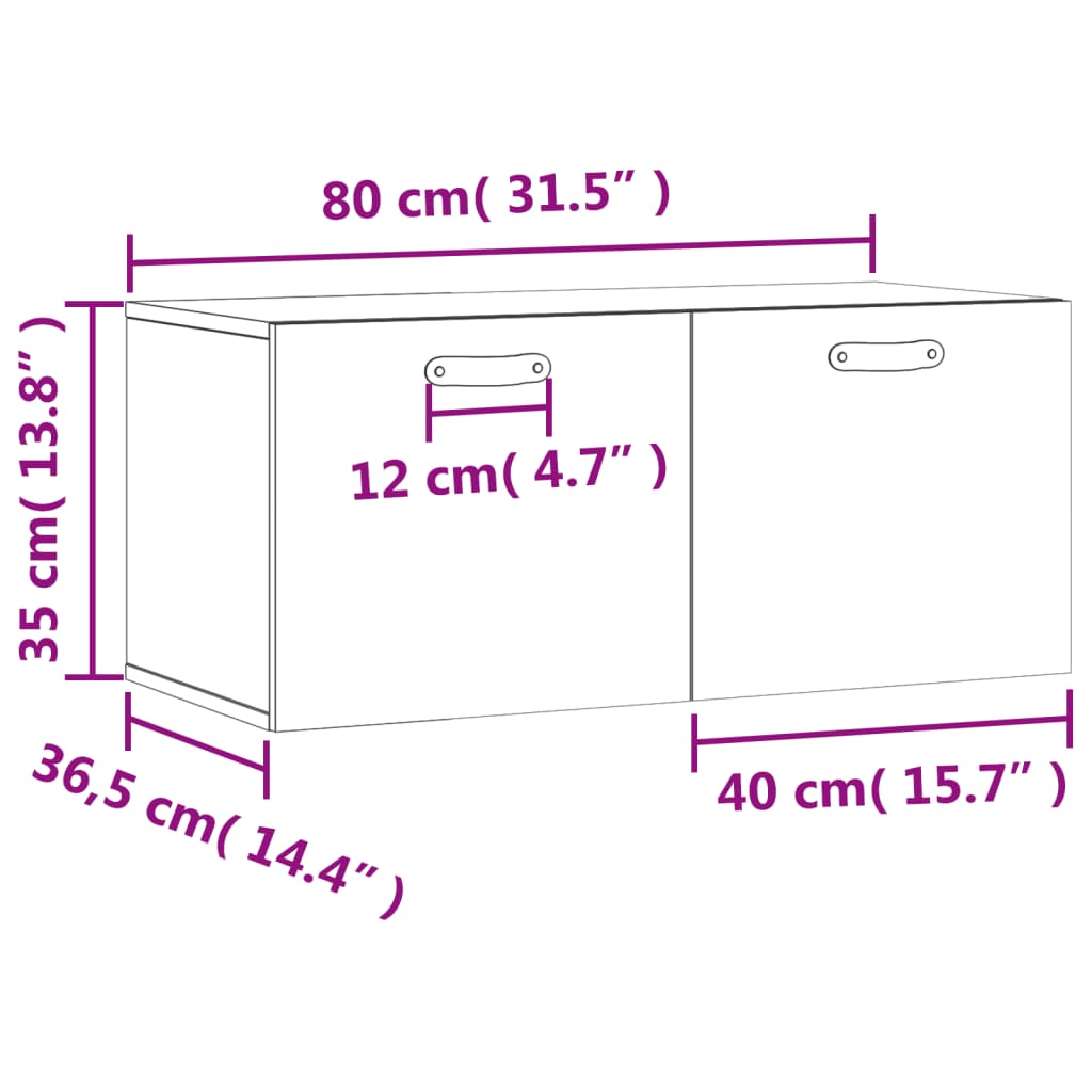 vidaXL Veggskap sonoma eik 80x36,5x35 cm konstruert tre