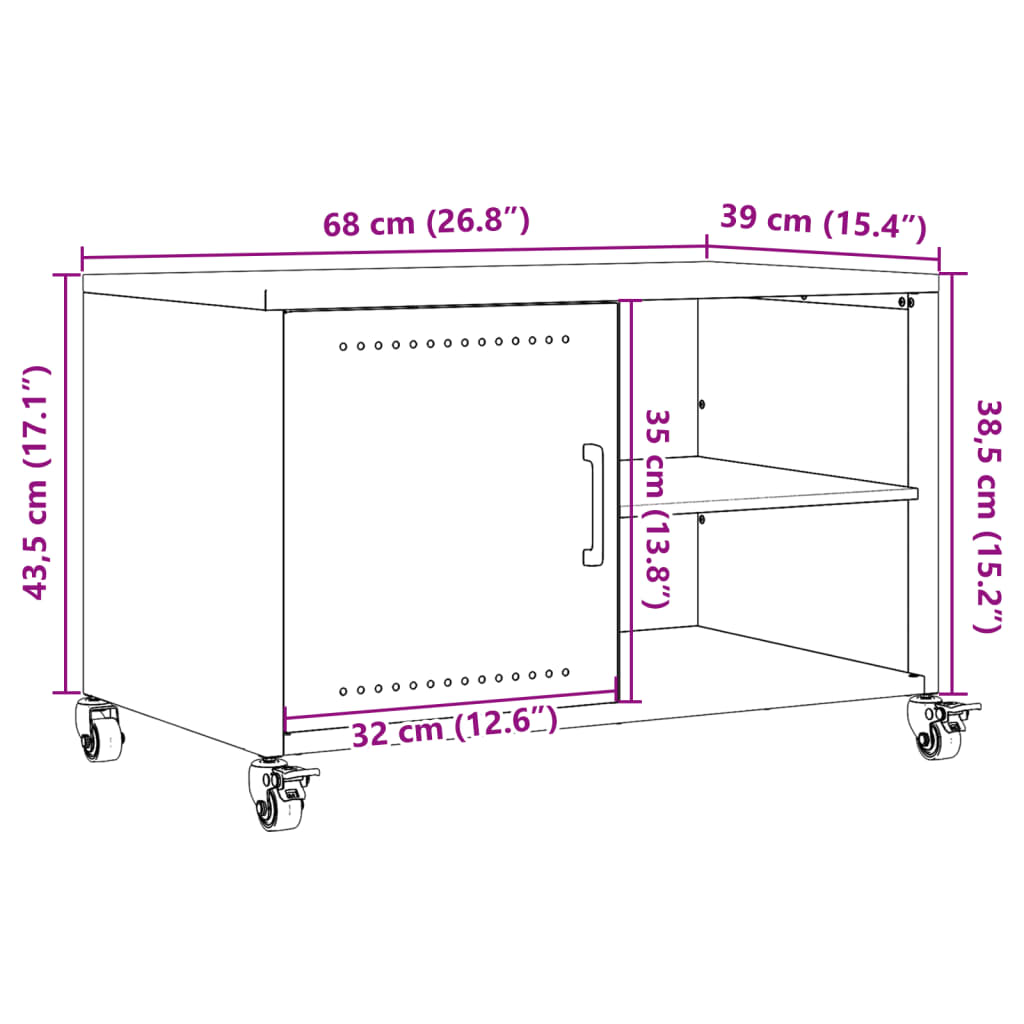 vidaXL TV-benk olivengrønn 68x39x43,5 cm stål