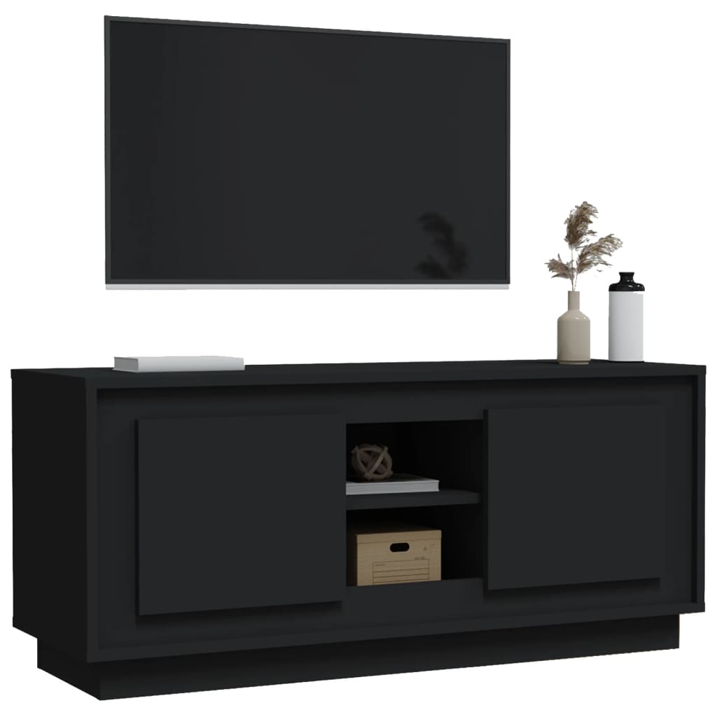 vidaXL TV-benk svart 102x35x45 cm konstruert tre