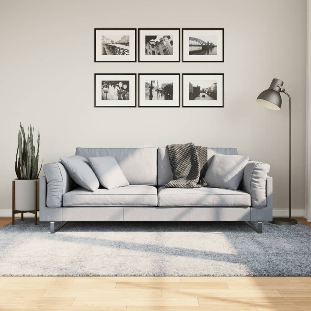 vidaXL Tykt teppe PAMPLONA høy luv moderne blå 160x230 cm