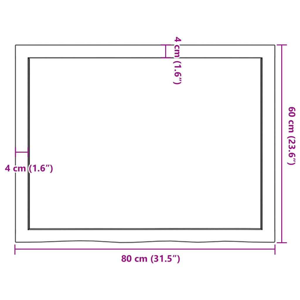 vidaXL Benkeplate til bad mørkebrun 80x60x(2-6) cm behandlet heltre