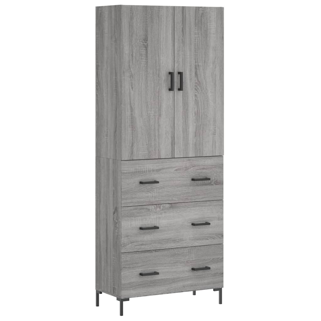 vidaXL Highboard grå sonoma 69,5x34x180 cm konstruert tre