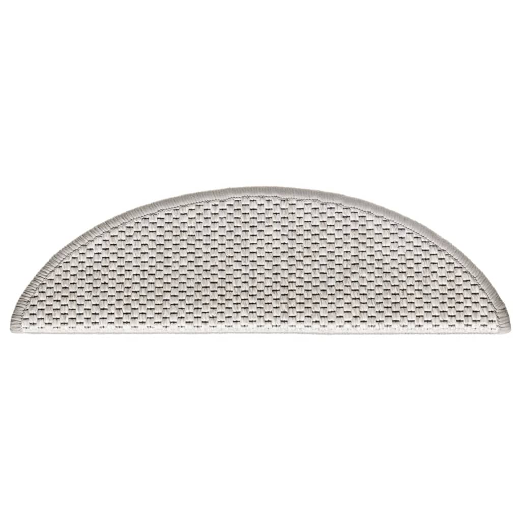 vidaXL Selvklebende trappematter sisal 15 stk 56x17x3 cm platina