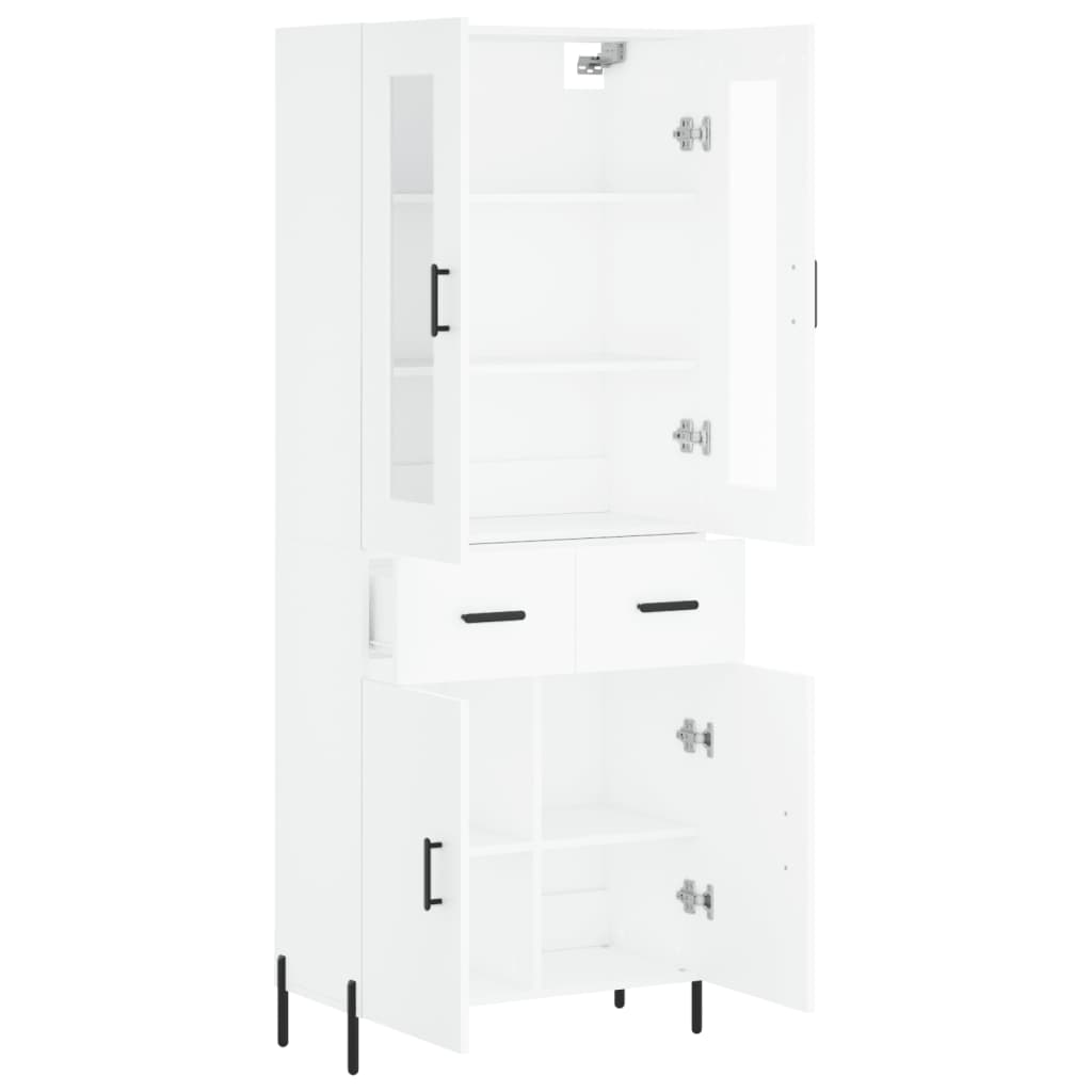 vidaXL Highboard hvit 69,5x34x180 cm konstruert tre