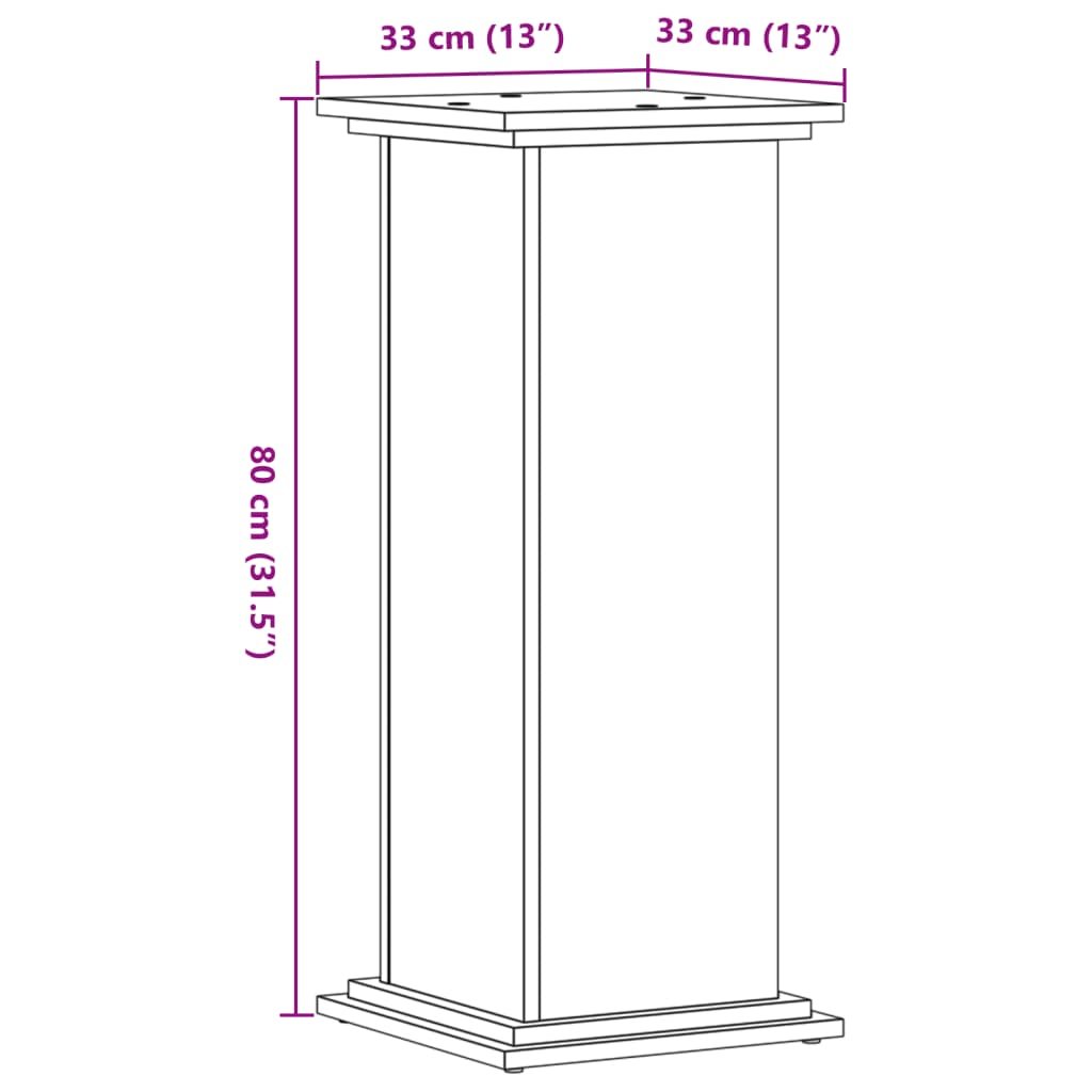 vidaXL Plantestativ betonggrå 33x33x80 cm konstruert tre