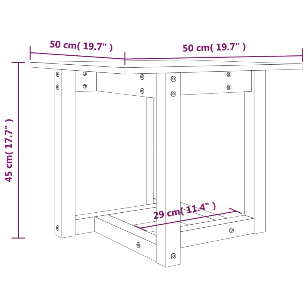 vidaXL Salongbord honningbrun 50x50x45 cm heltre furu