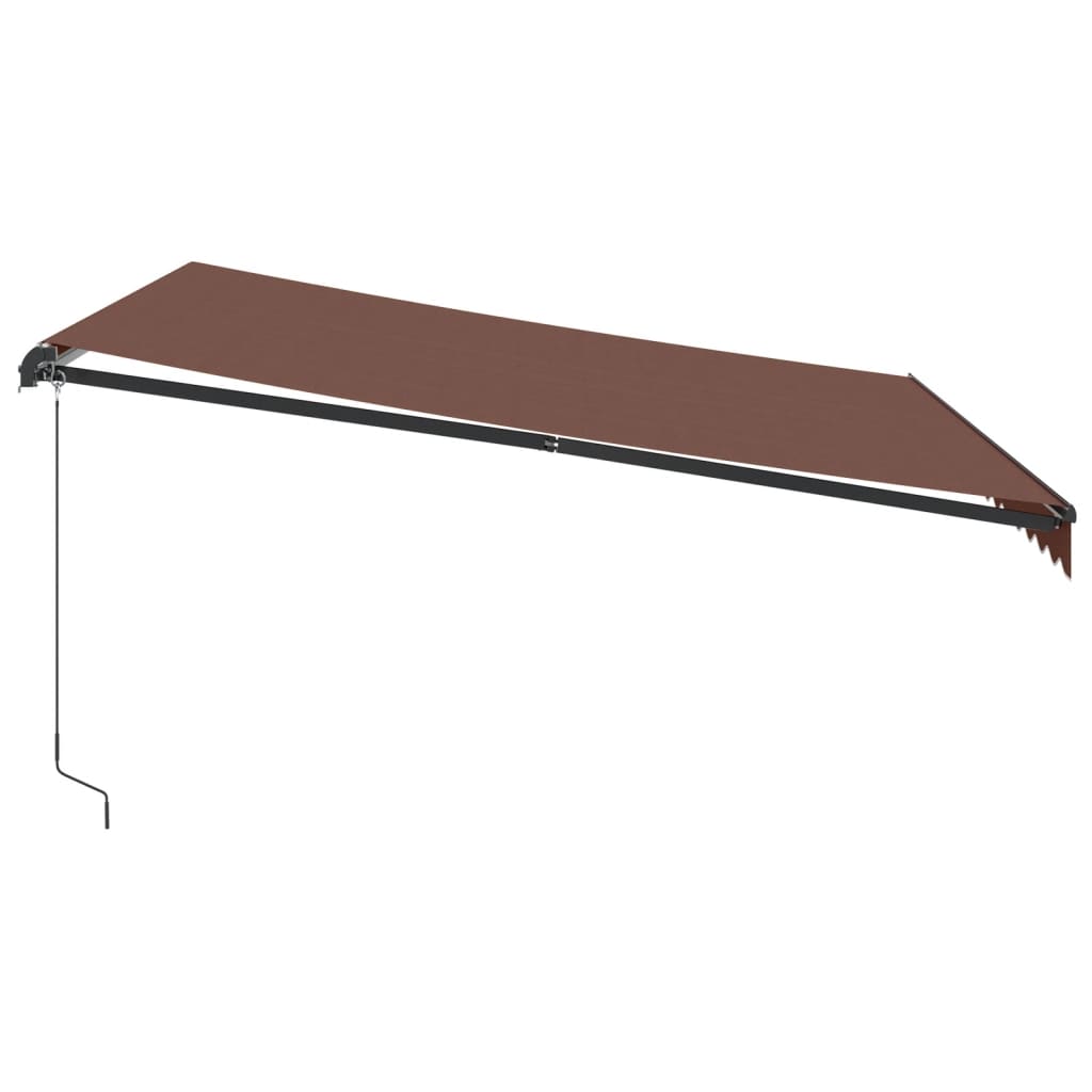 vidaXL Manuell uttrekkbar markise med LED brun 400x350 cm