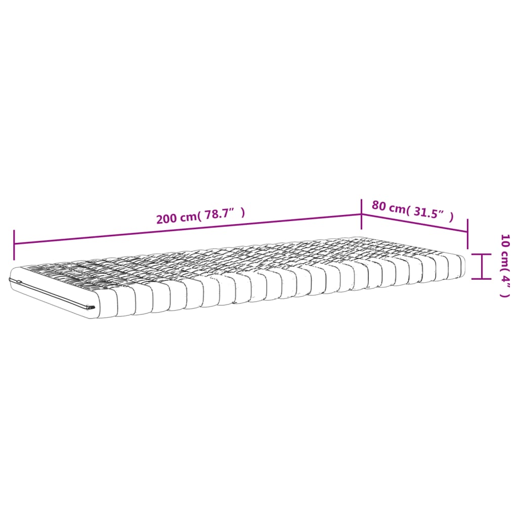 vidaXL Skummadrass hvit 80x200 cm 7-Zone hardhet 20 ILD