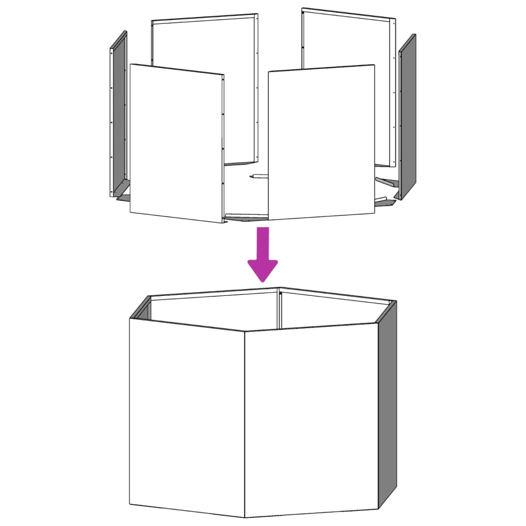 vidaXL Plantekasse hvit sekskantet 46x40x45 cm stål