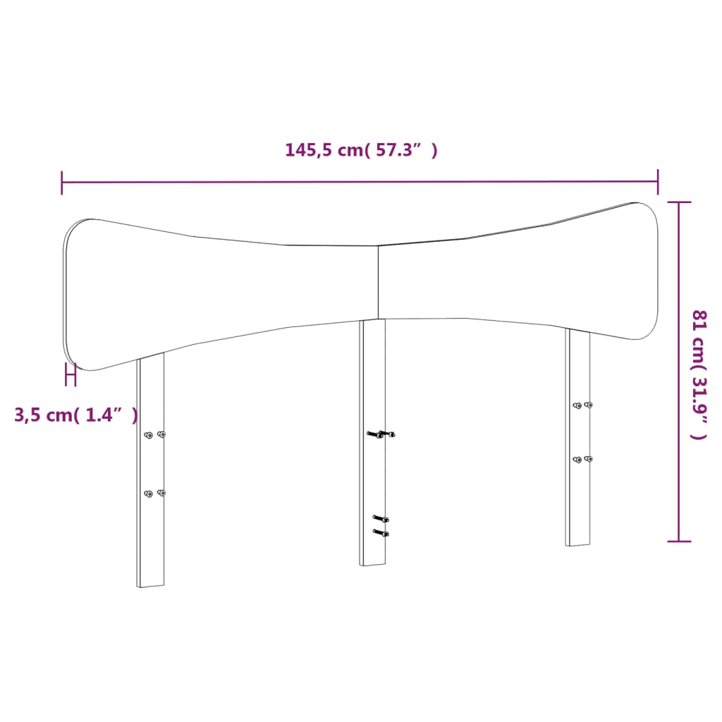 vidaXL Hodegavl hvit 140 cm heltre furu