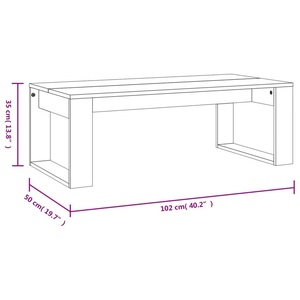 vidaXL Salongbord betonggrå 102x50x35 cm konstruert tre