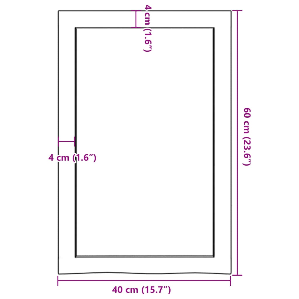 vidaXL Benkeplate til bad lysebrun 40x60x(2-6) cm behandlet heltre