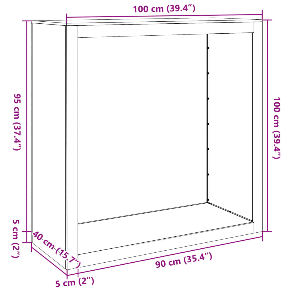 vidaXL Vedstativ svart 100x40x100 cm stål