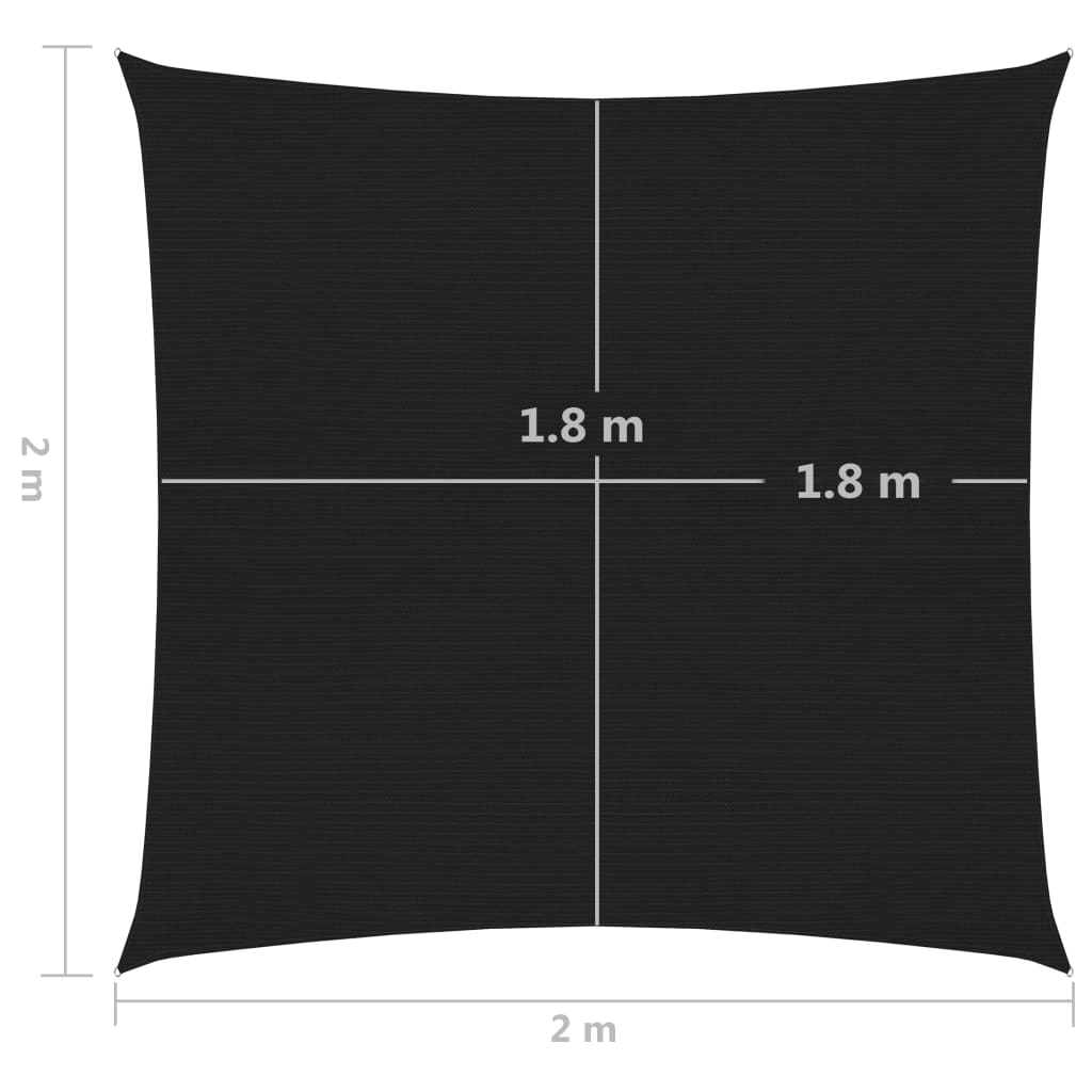 vidaXL Solseil 160 g/m² svart 2x2 m HDPE