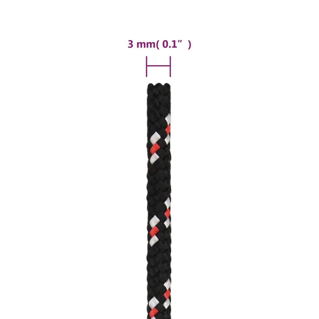 vidaXL Båttau svart 3 mm 500 m polypropylen