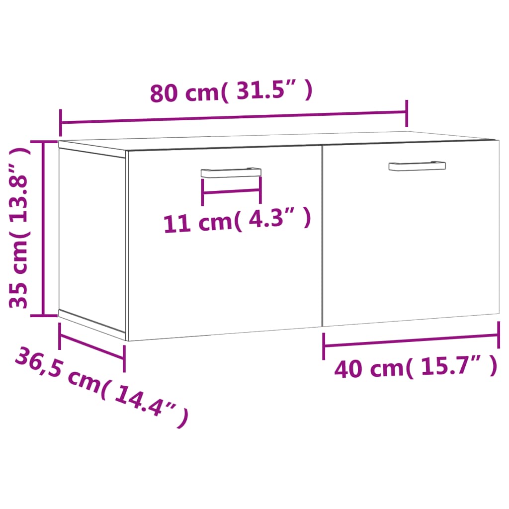 vidaXL Veggskap sonoma eik 80x36,5x35 cm konstruert tre