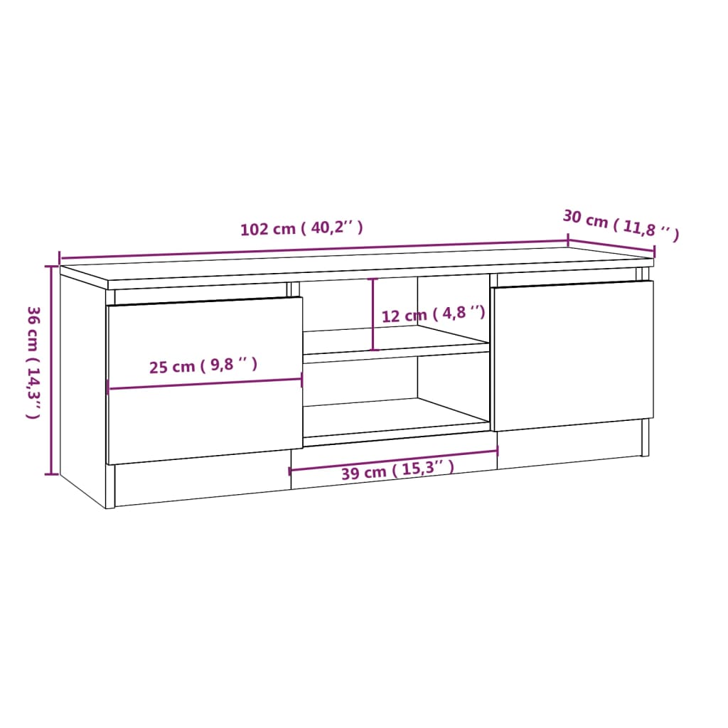 vidaXL TV-benk med dør hvit 102x30x36 cm