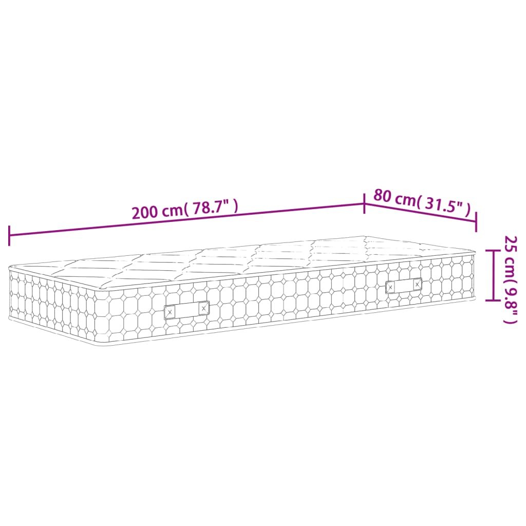 vidaXL Madrass med pocketfjær middels fast 80x200 cm