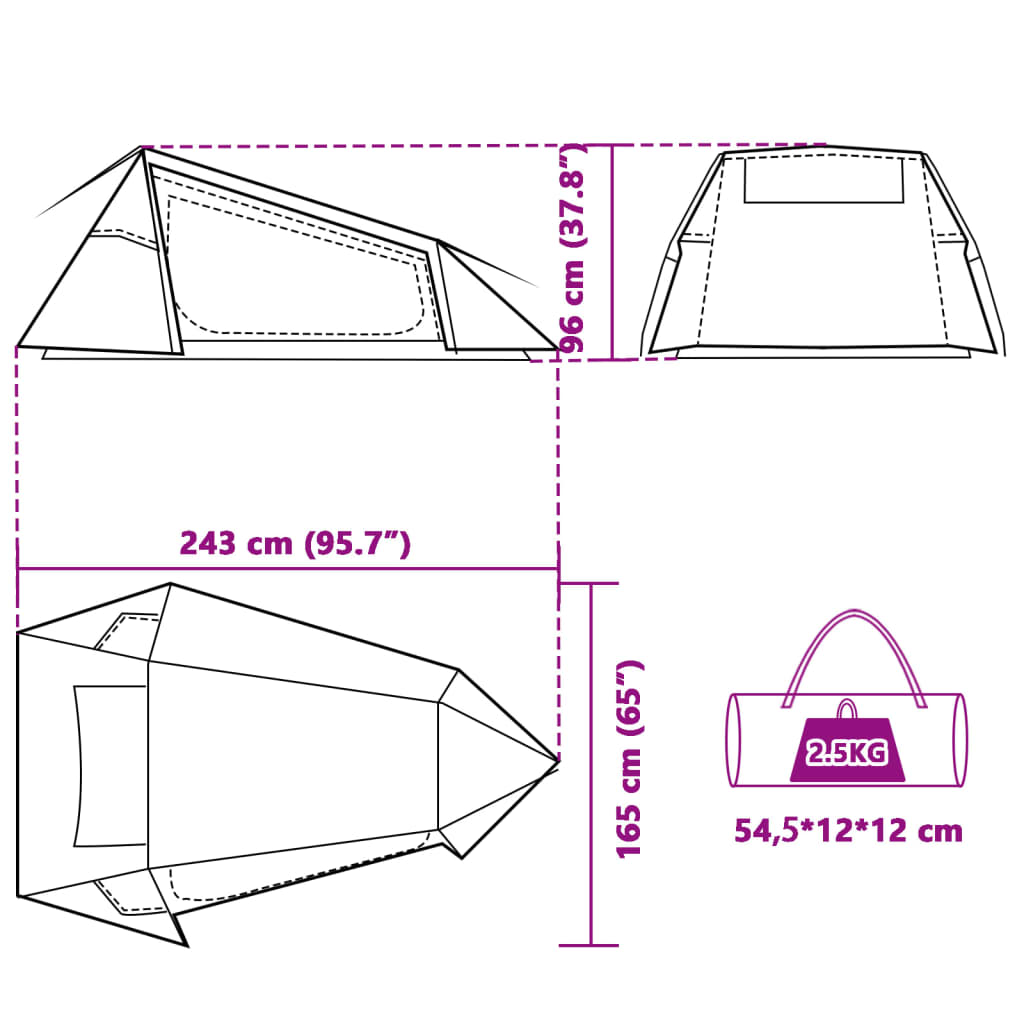 vidaXL Tunneltelt for camping 2 personer blå vanntett