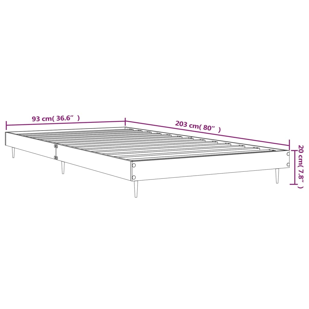 vidaXL Sengeramme uten madrass brun eik 90x200 cm konstruert tre