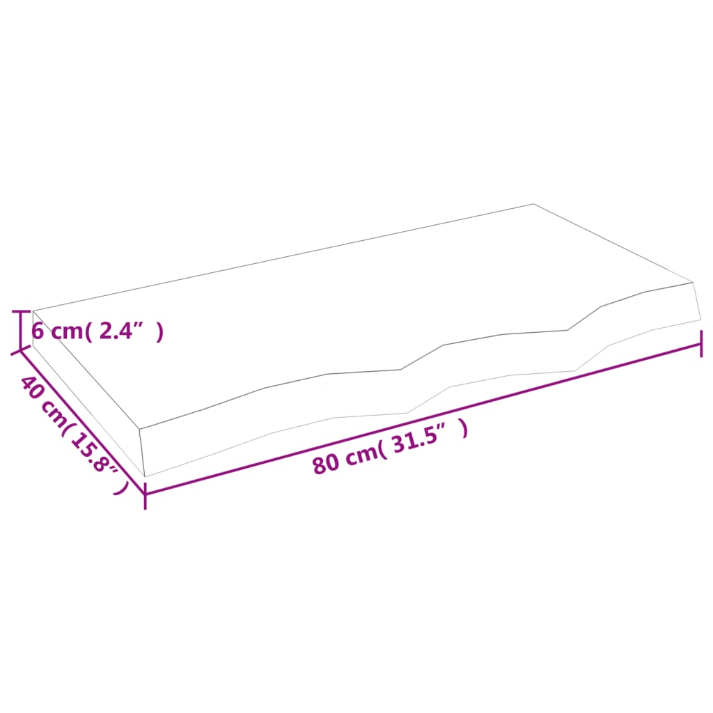 vidaXL Benkeplate til bad mørkebrun 80x40x(2-6) cm behandlet heltre