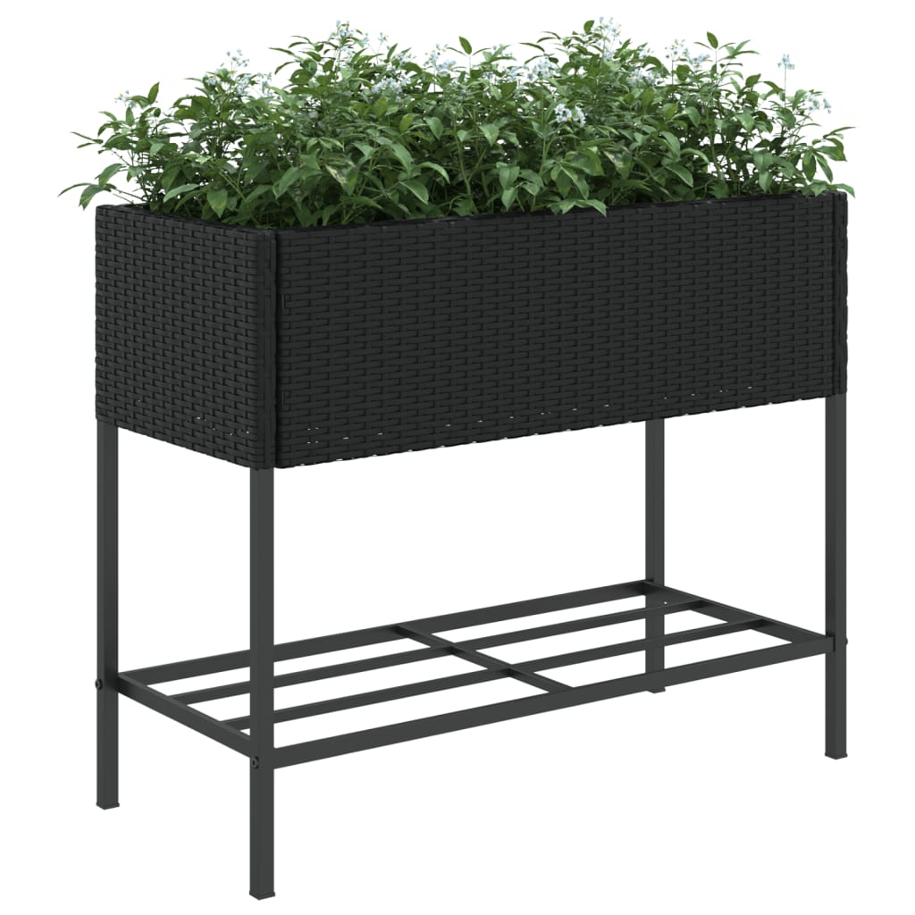 vidaXL Plantekasser med hylle 2 stk svart 90x40x75 cm polyrotting