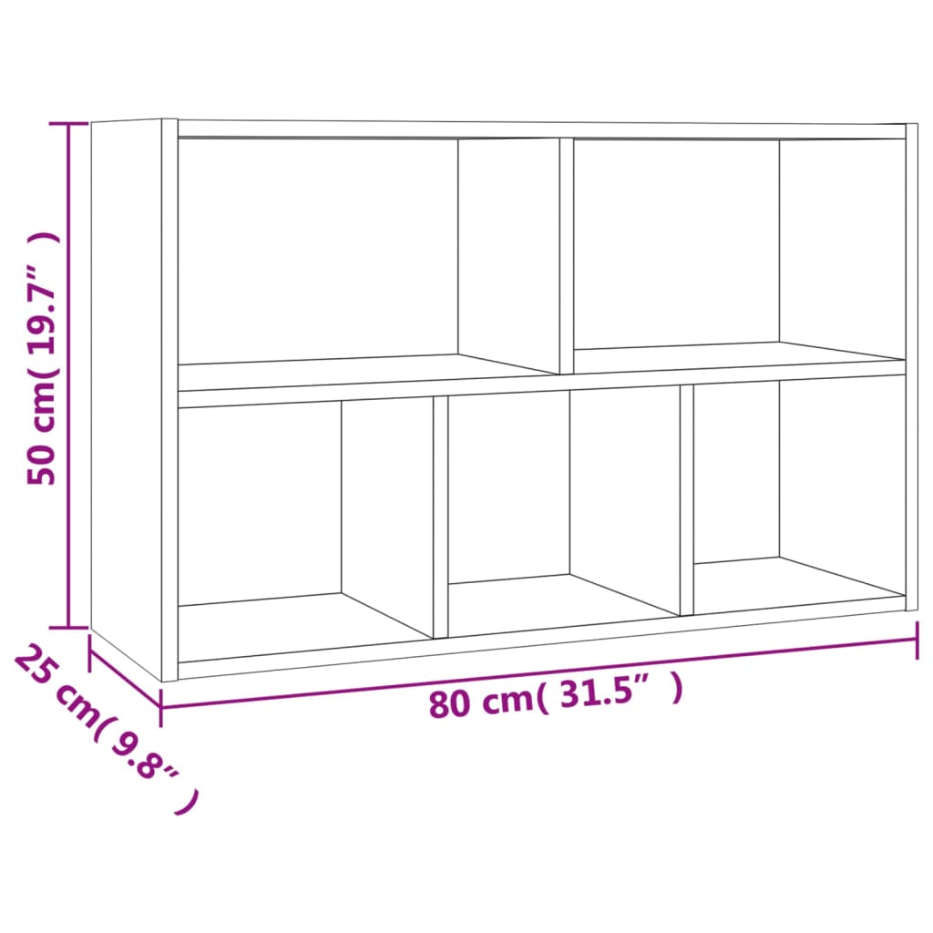 vidaXL Bokhylle/skjenk røkt eik 50x25x80 cm konstruert tre