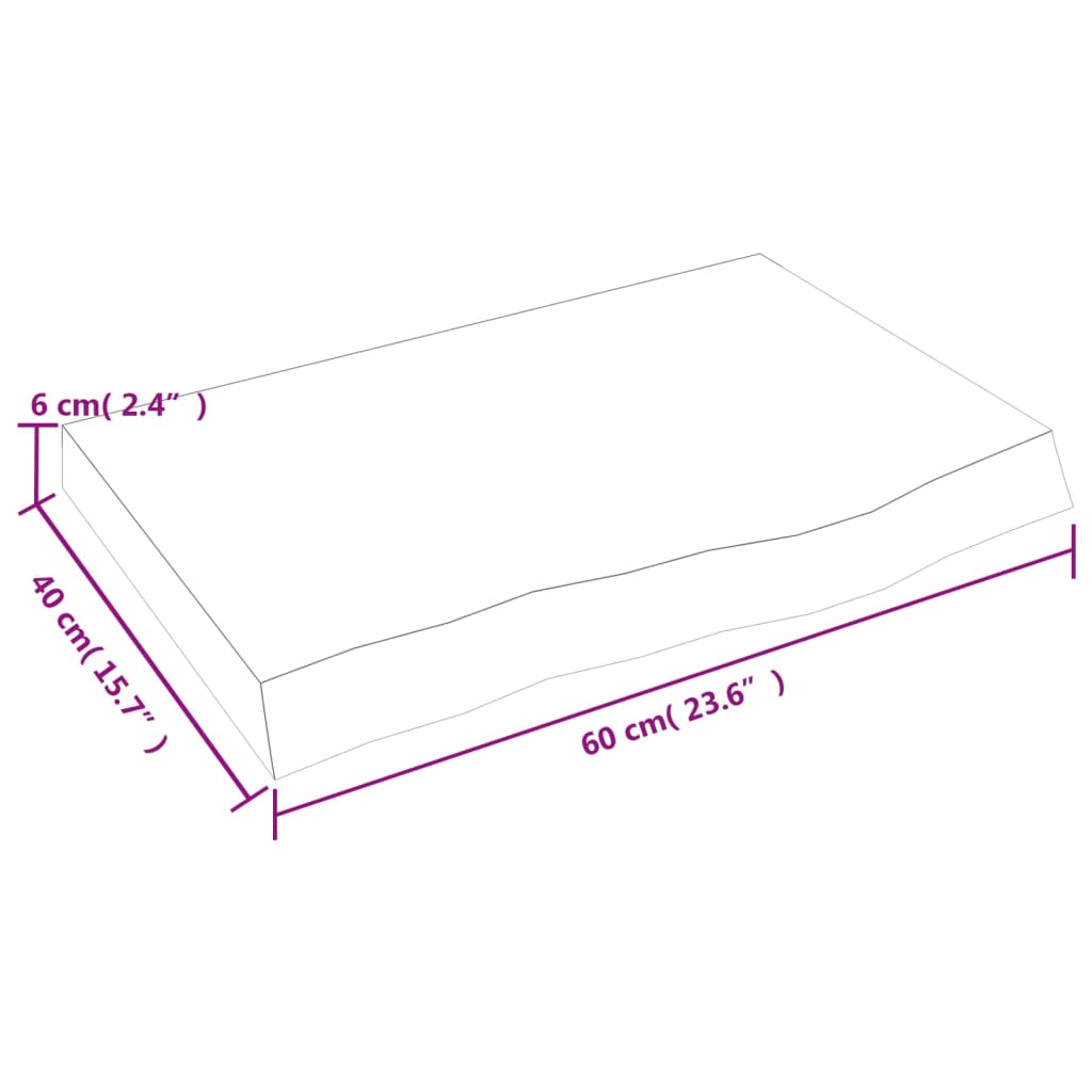 vidaXL Benkeplate til bad mørkebrun 60x40x(2-6) cm behandlet heltre