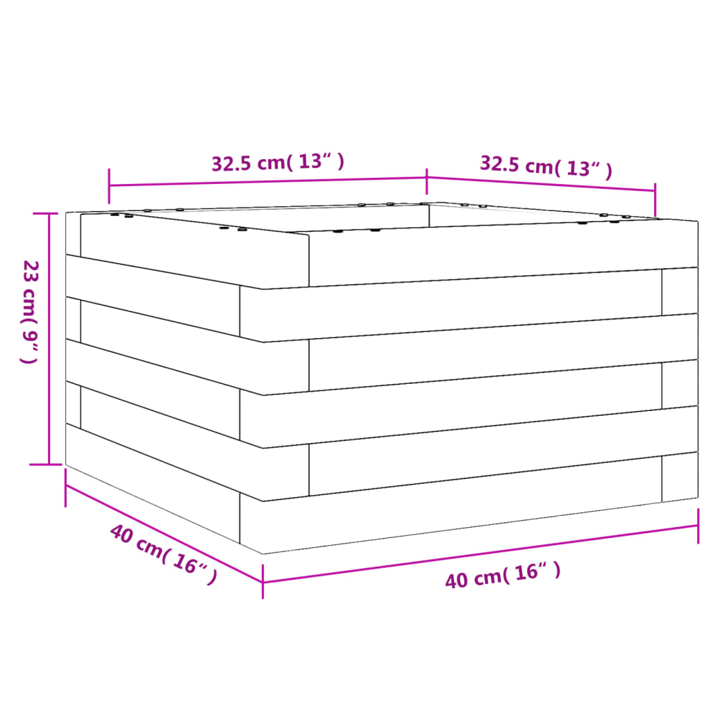 vidaXL Plantekasse 40x40x23 cm heltre furu