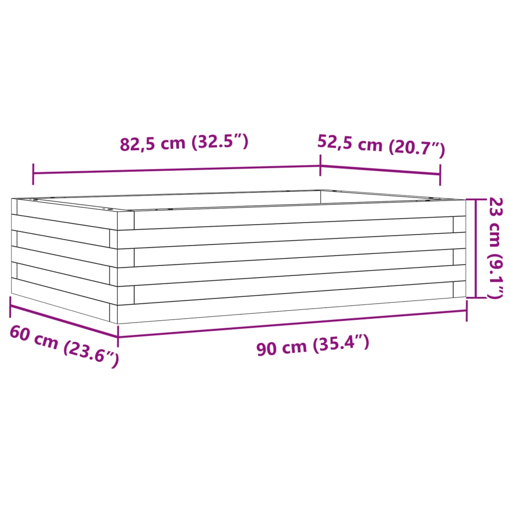 vidaXL Plantekasse 90x60x23 cm impregnert furu