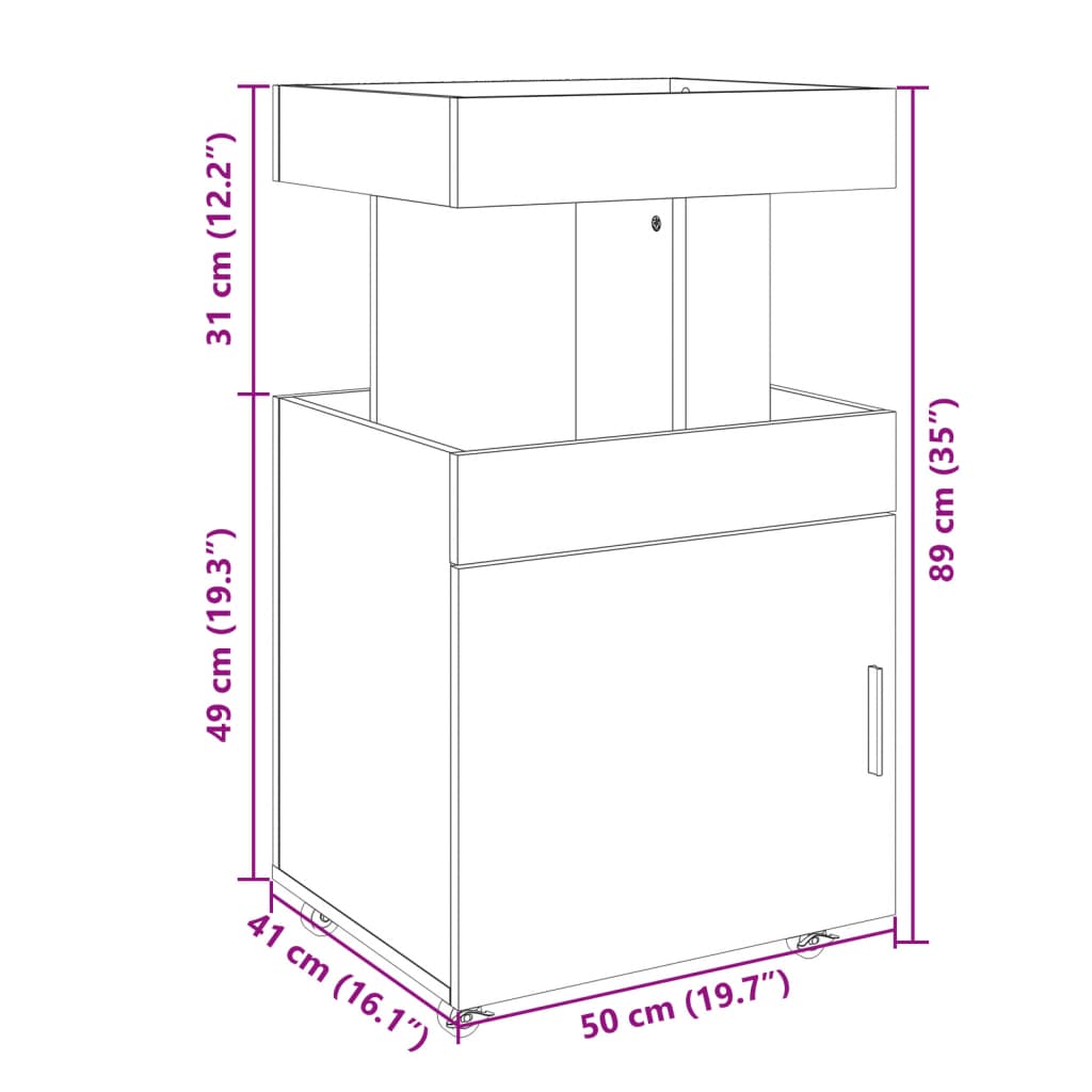 vidaXL Bartralle hvit 50x41x89 cm konstruert tre