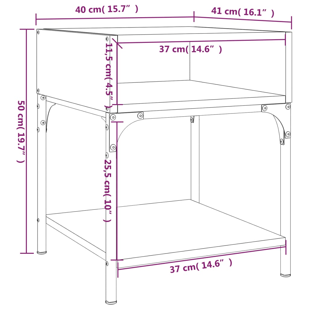 vidaXL Nattbord 2 stk svart 40x41x50 cm konstruert tre