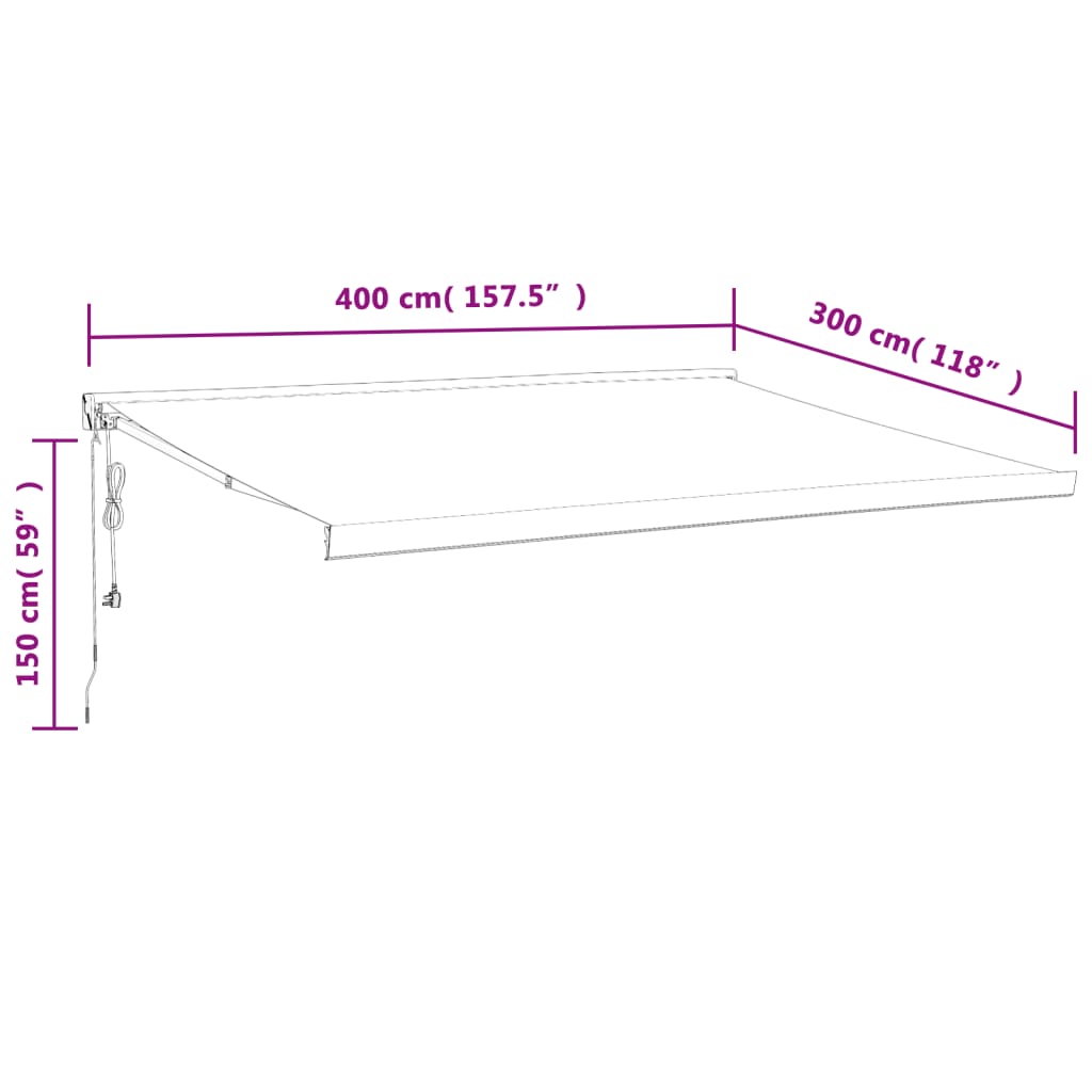 vidaXL Uttrekkbar markise gul og hvit 4x3 m stoff og aluminium