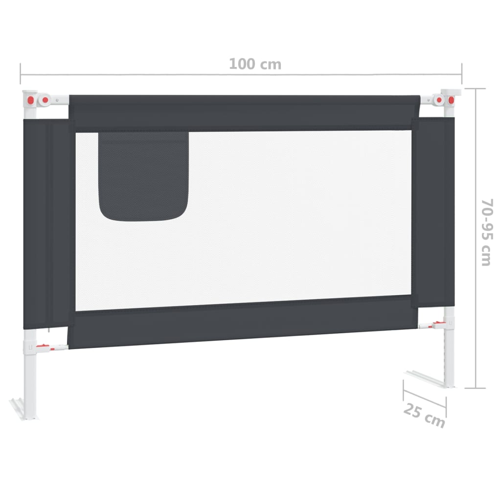 vidaXL Sengehest småbarn mørkegrå 100x25 cm stoff