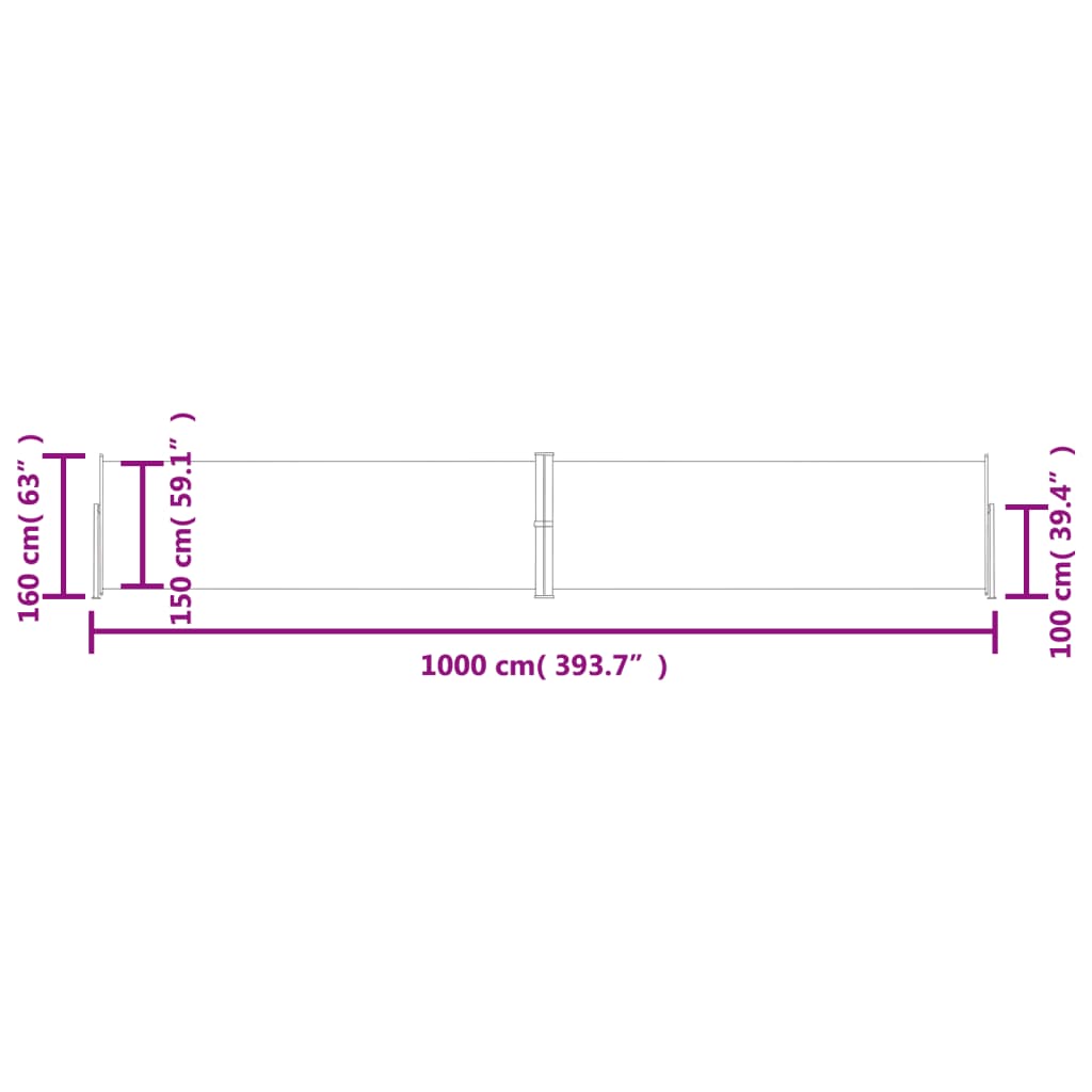 vidaXL Uttrekkbar sidemarkise 160x1000 cm rød