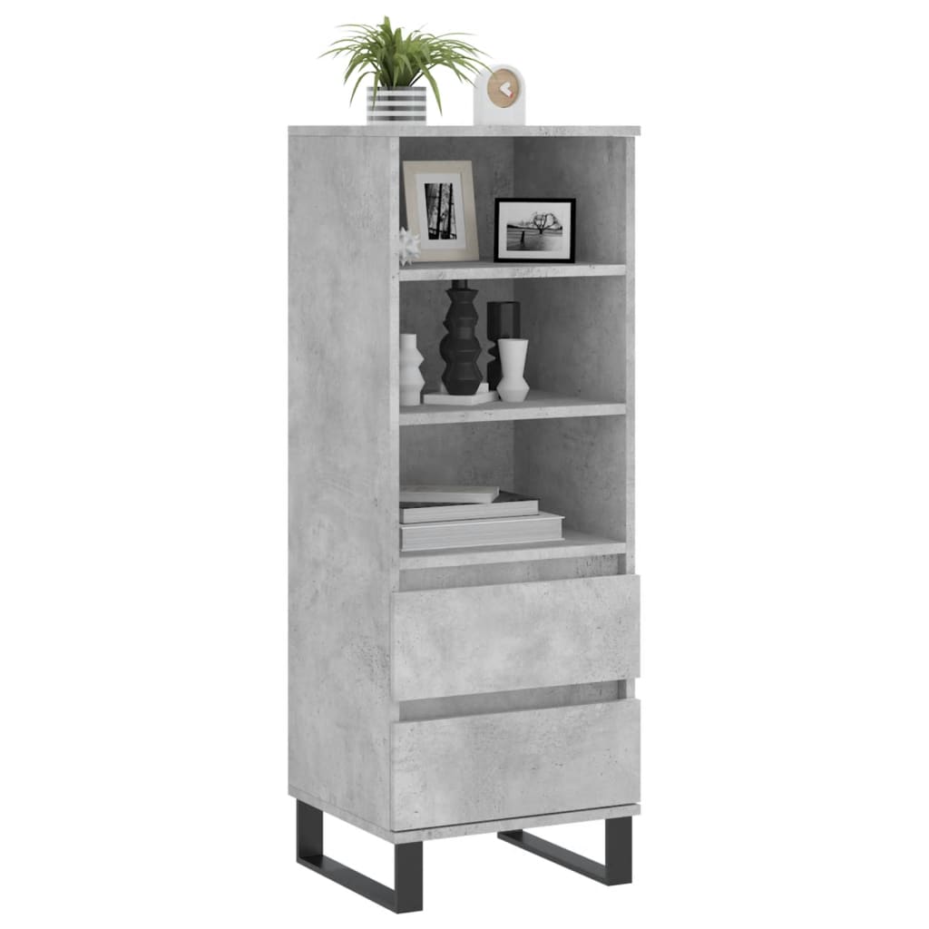 vidaXL Highboard betonggrå 40x36x110 cm konstruert tre