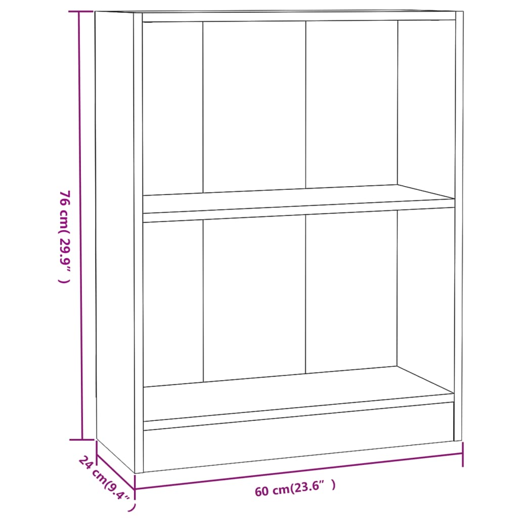 vidaXL Bokhylle røkt eik 60x24x76 cm konstruert tre